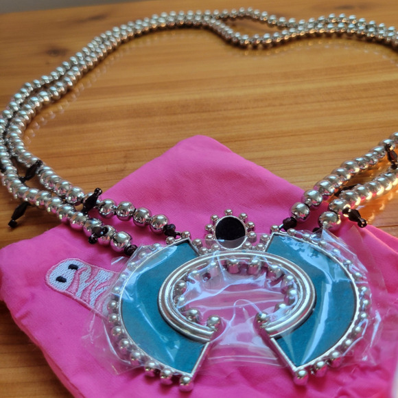 Boho Turquoise Squash Blossom Necklace | Pink Zebra Just Add Soaks - Picture 1 of 9